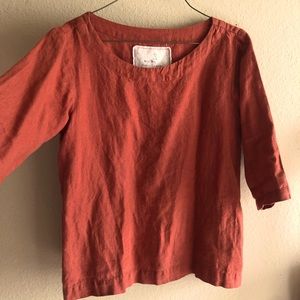 Small | not PERFECT LINEN | 100% Lithuanian linen blouse in a beautiful rust red